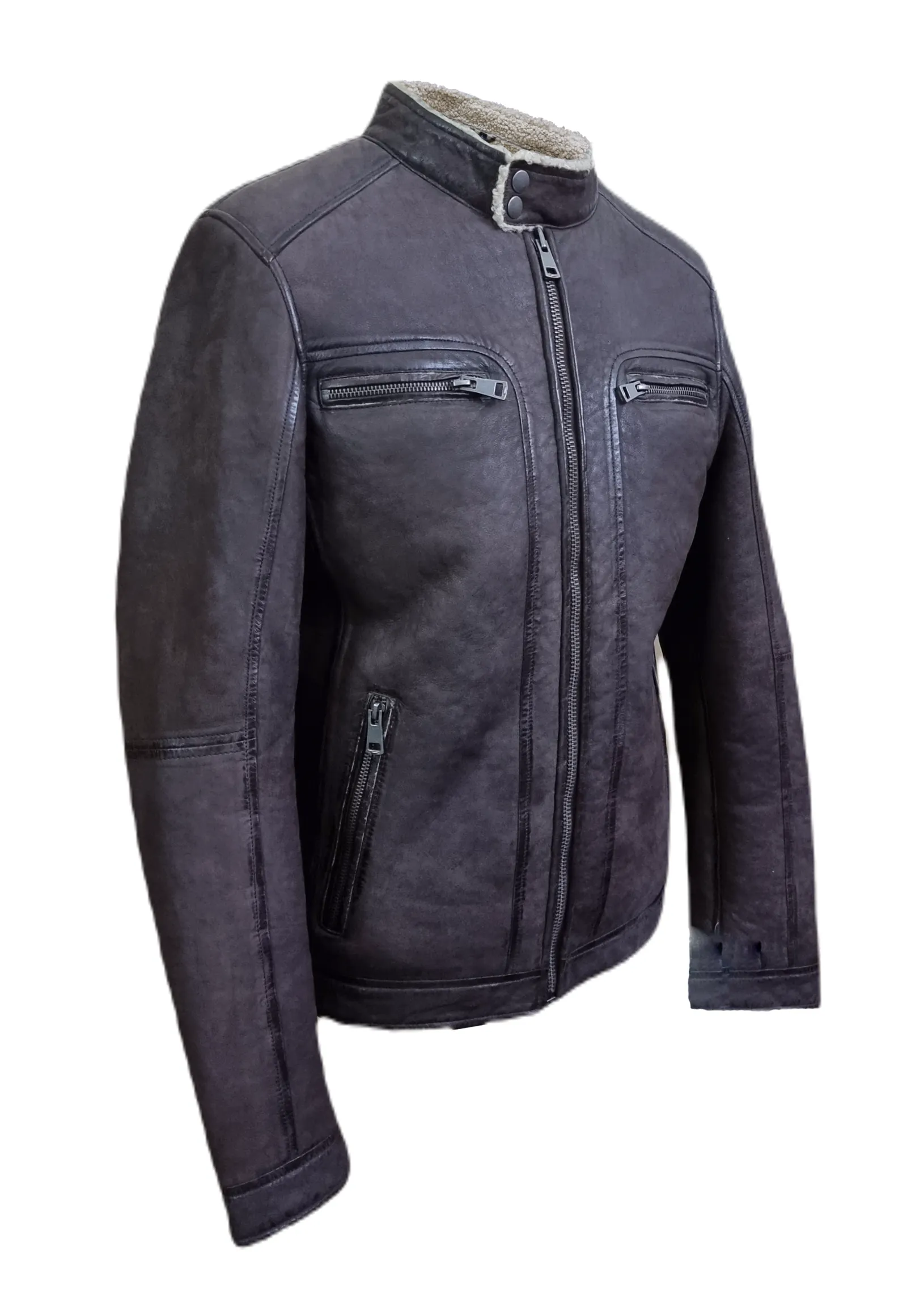 Mens Brown Leather Jacket Real Lambskin Classic Superior Quality Stylish Jacket - ELM47