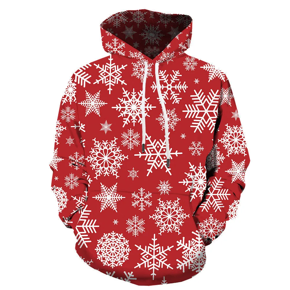 Men's Christmas Snowflake Hoodie - Festive Casual Pullover for the Holiday Season