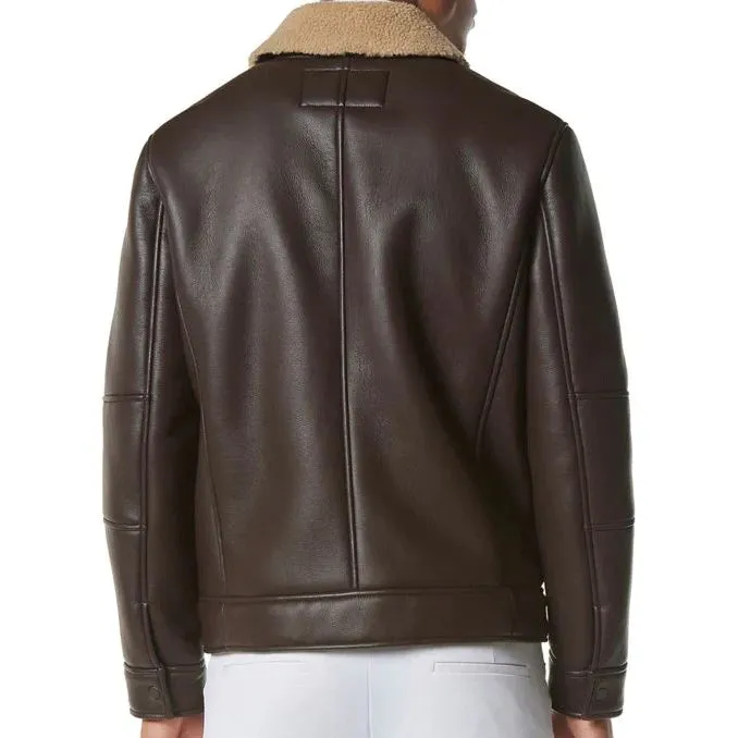 Men's Dark Brown Sheepskin Leather Jacket