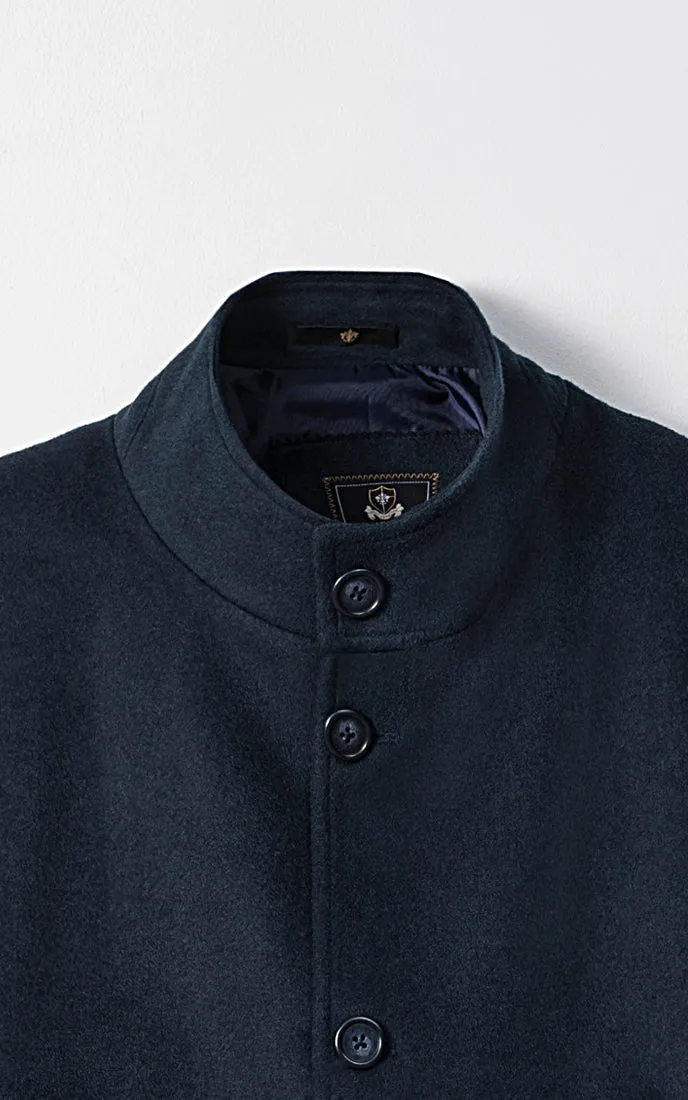 MEN'S LONG WOOL COAT NAVY