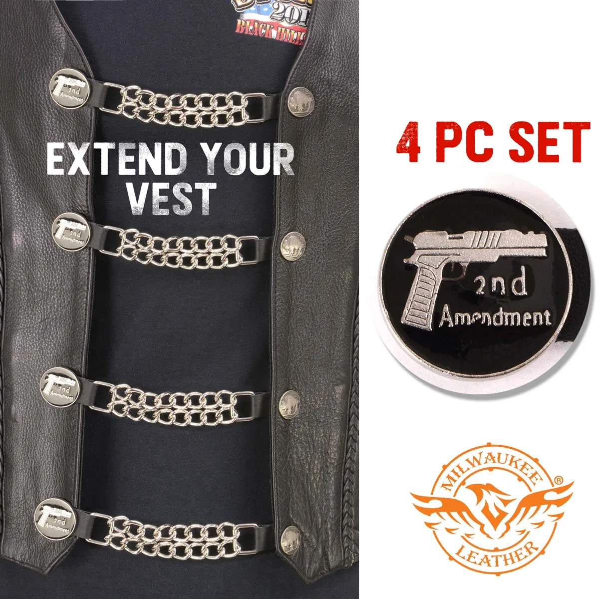 Milwaukee Leather 2nd Amendment Medallion Vest Extender - Double