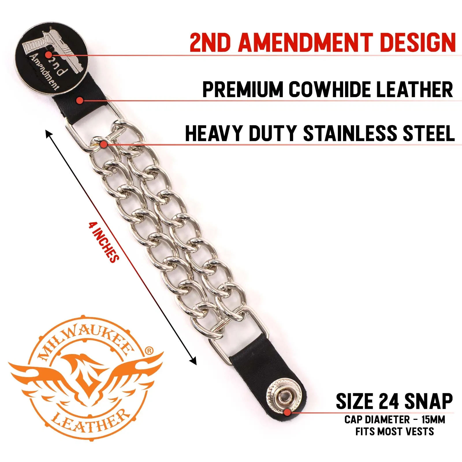 Milwaukee Leather 2nd Amendment Medallion Vest Extender - Double