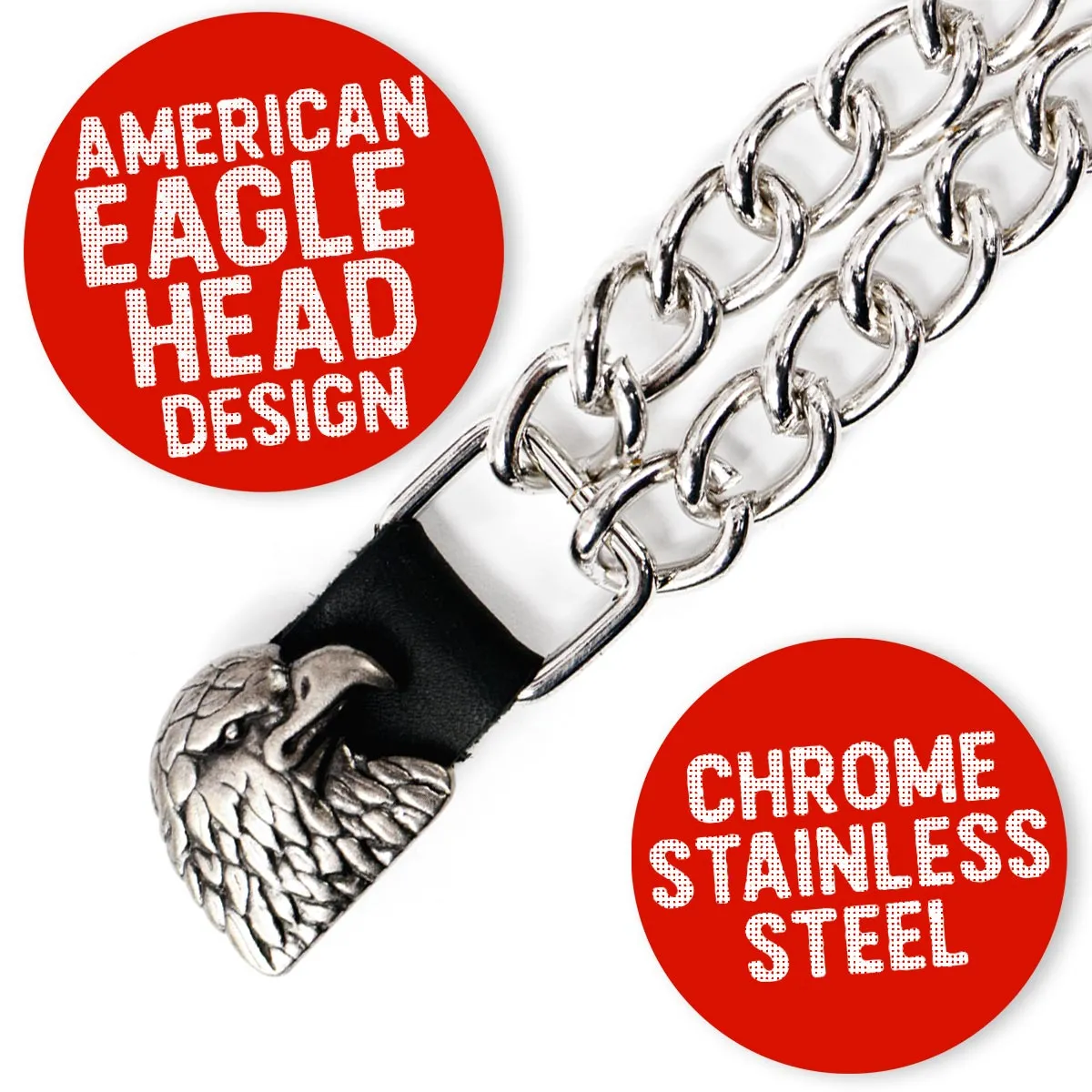 Milwaukee Leather Eagle Head Medallion Vest Extender - Double Chrome