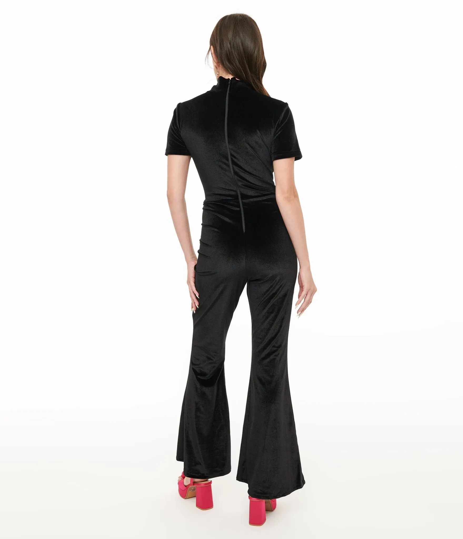 Miracle Eye Black Velvet Bell Bottom Jagger Jumpsuit