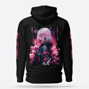 Monochrome Manga Pullover Black Graphic Hoodie