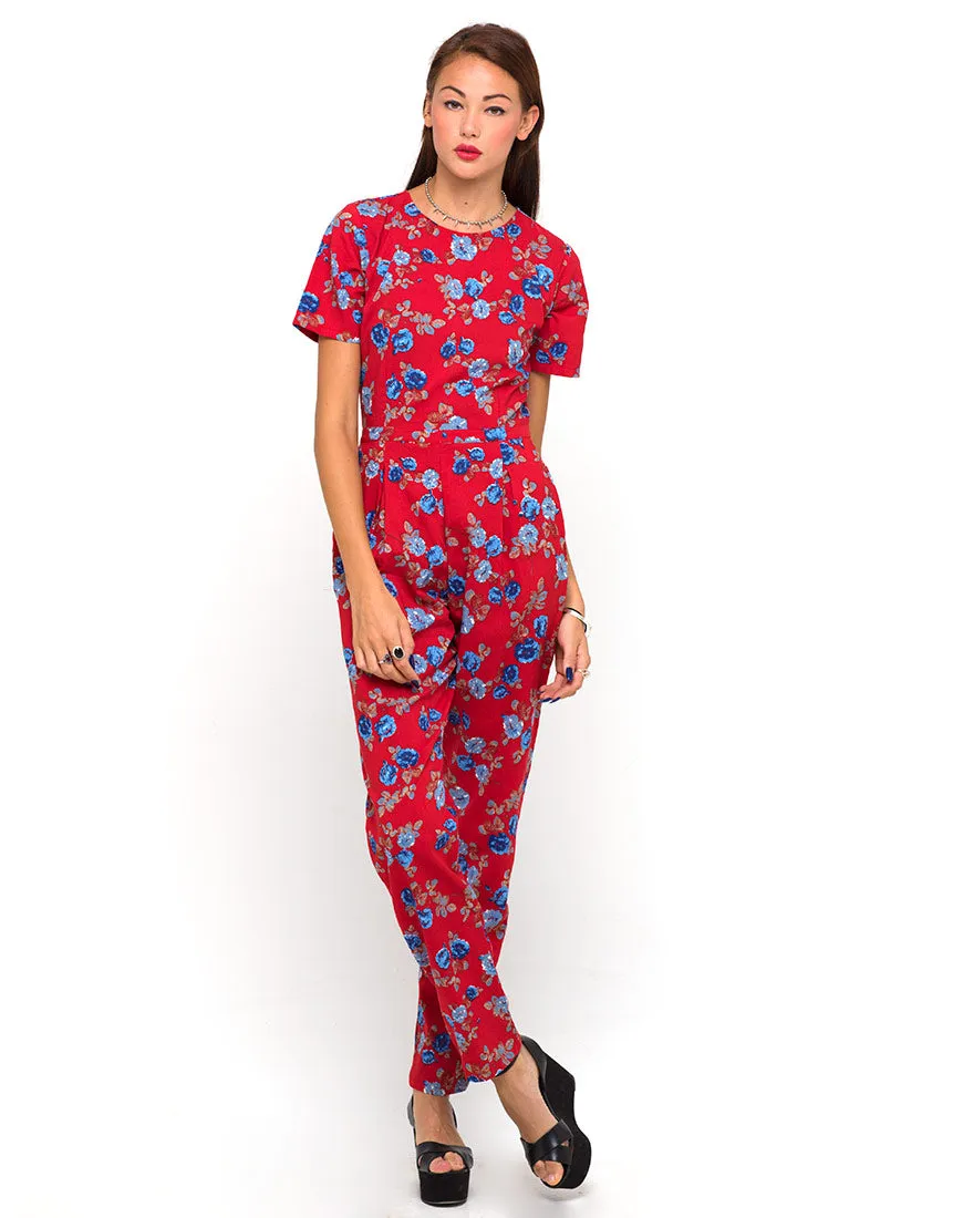 Motel Lilah Full Length Jumpsuit in Winter Rose Red