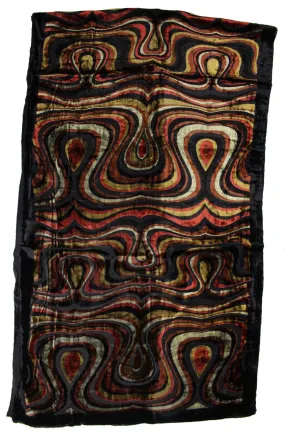 Multicoloured Wave Patterned Devore Velvet Scarf with Brown Boarder (170 x 52cm)