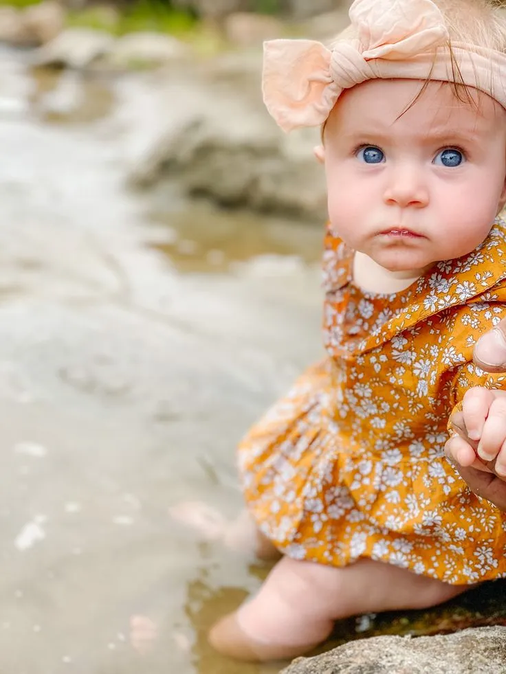 Mustard Floral Balloon Romper #100037