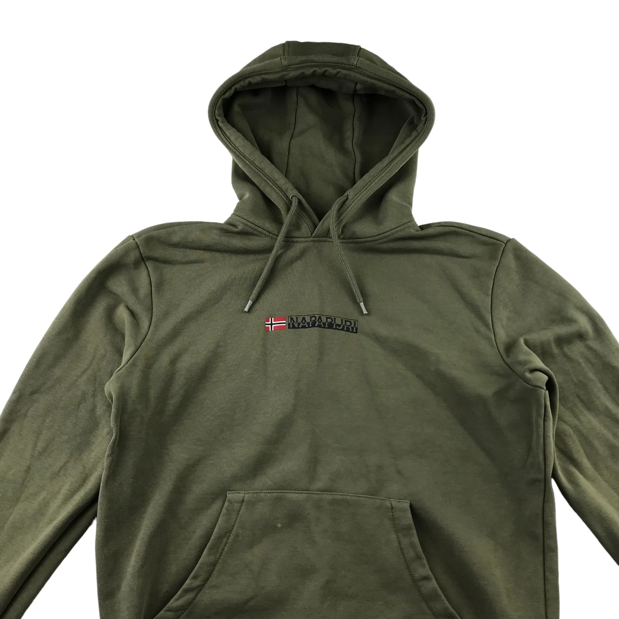 Napapijri hoodie adult size S khaki green jersey pullover