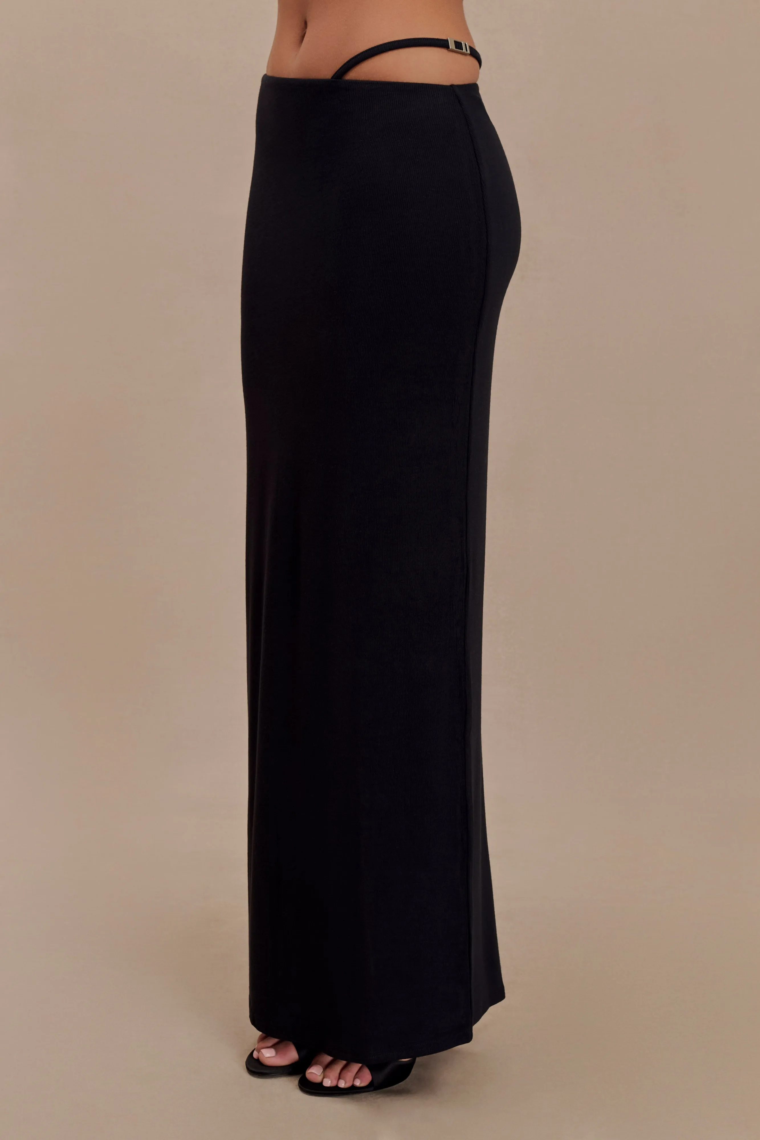 Natalia Modal Buckle Maxi Skirt - Black