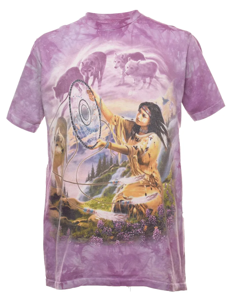 Native American Tie Dye Printed T-shirt - M