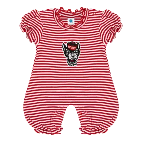 NC State Wolfpack Red and White Striped Wolfhead Bubble Romper