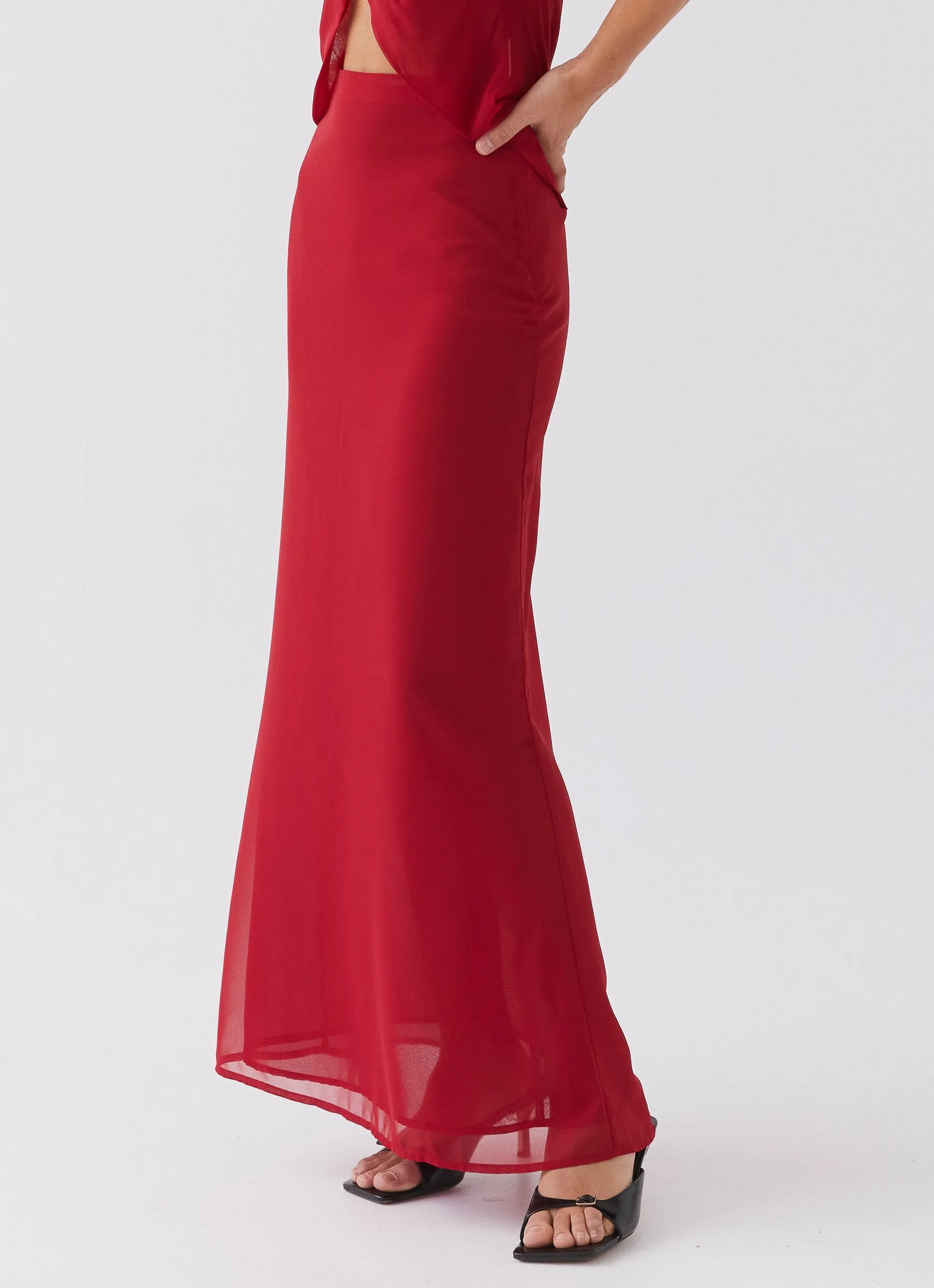 Nightfall Maxi Skirt - Rouge Red