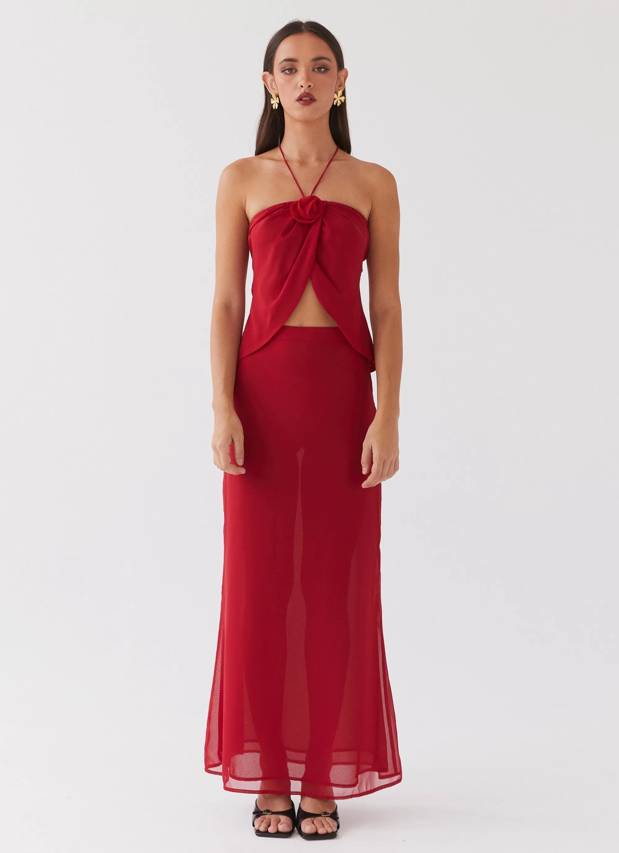 Nightfall Maxi Skirt - Rouge Red