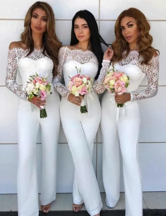 Off Shoulder Lace Jumpsuit Bridesmaid Dresses