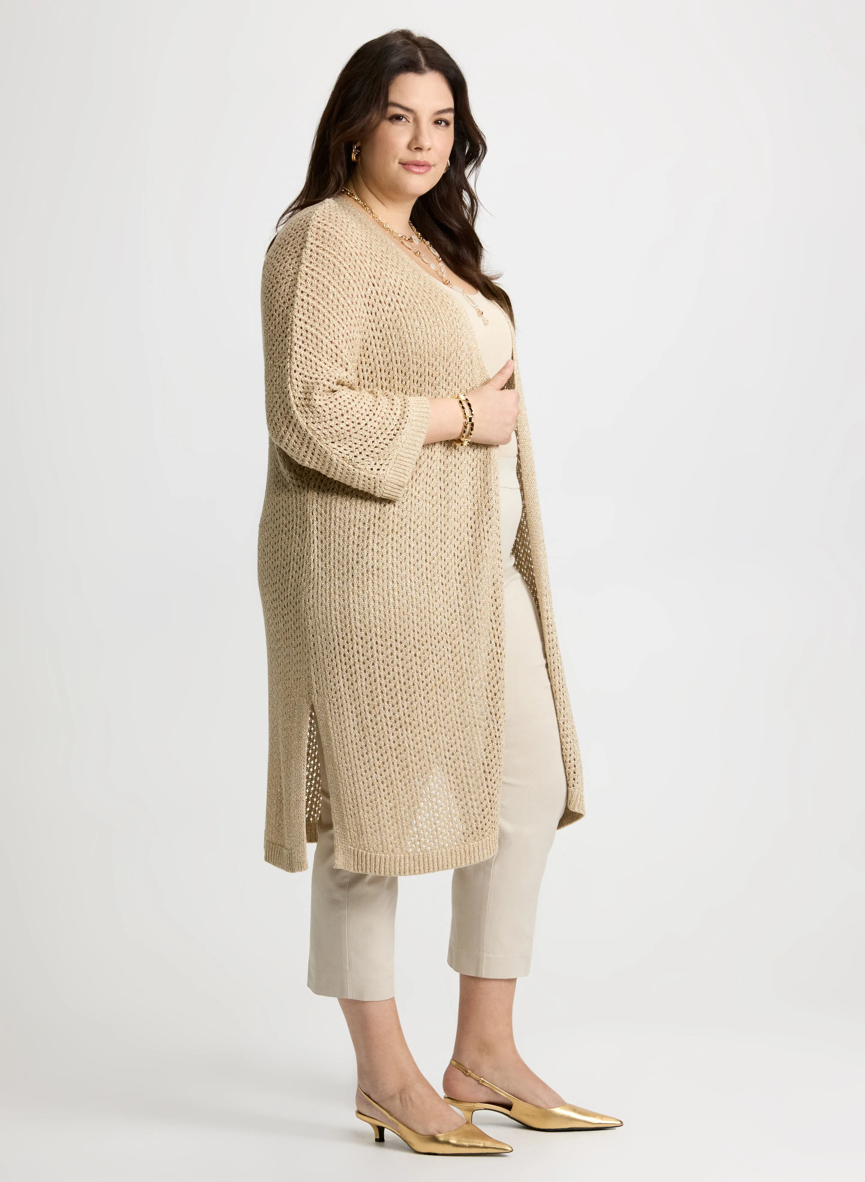 Open Stitch Tunic Cardigan