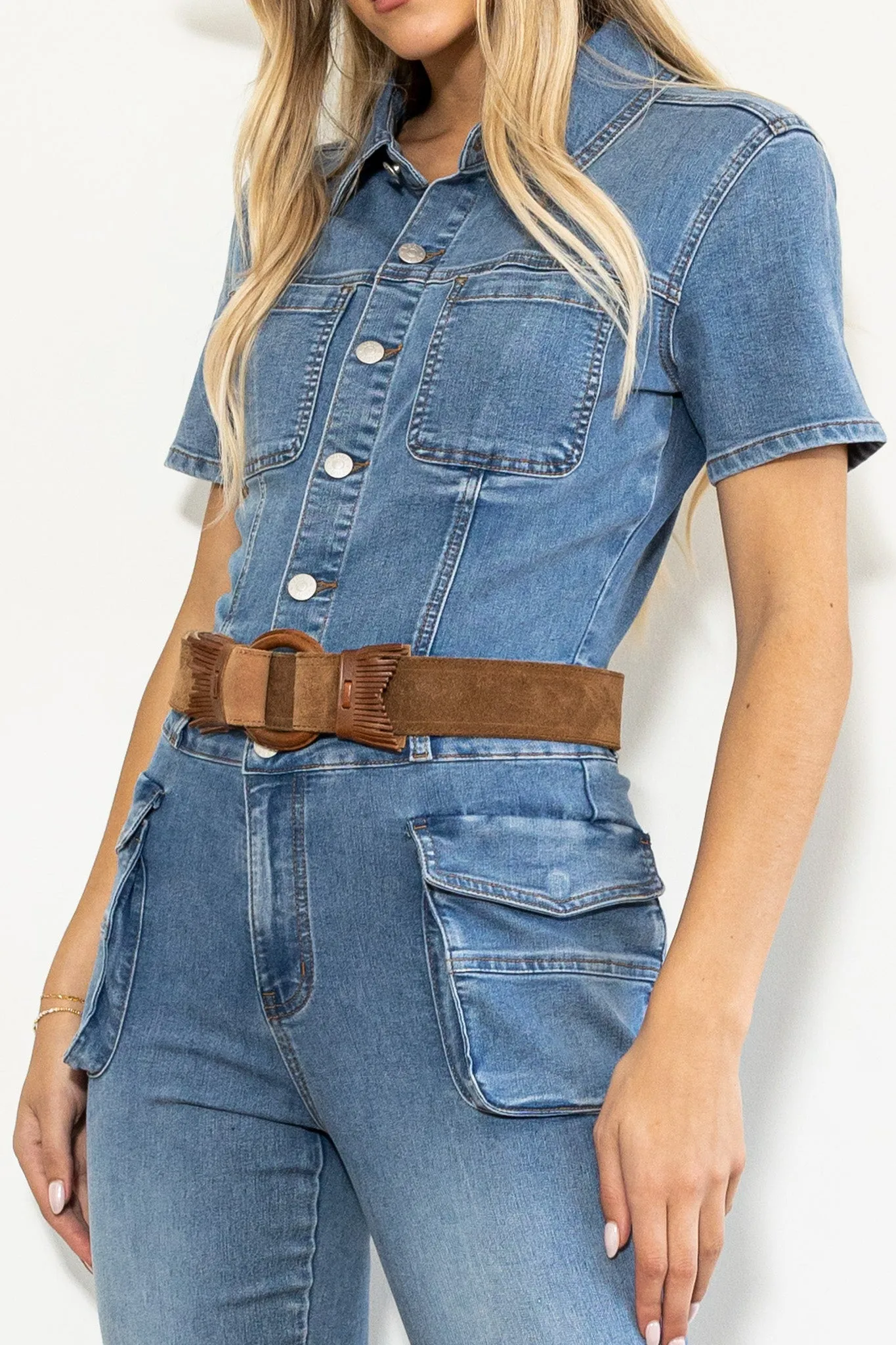 Out Of The Wild Cargo Denim Jumpsuit