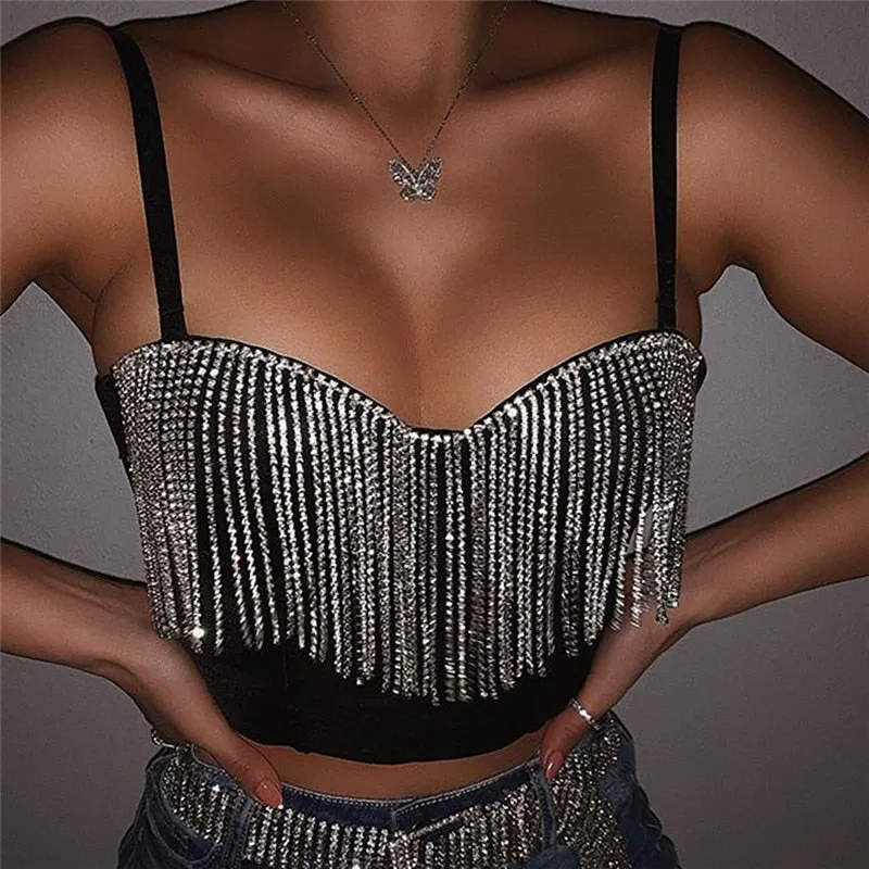 Overbroad Sexy Tassel Crop Top