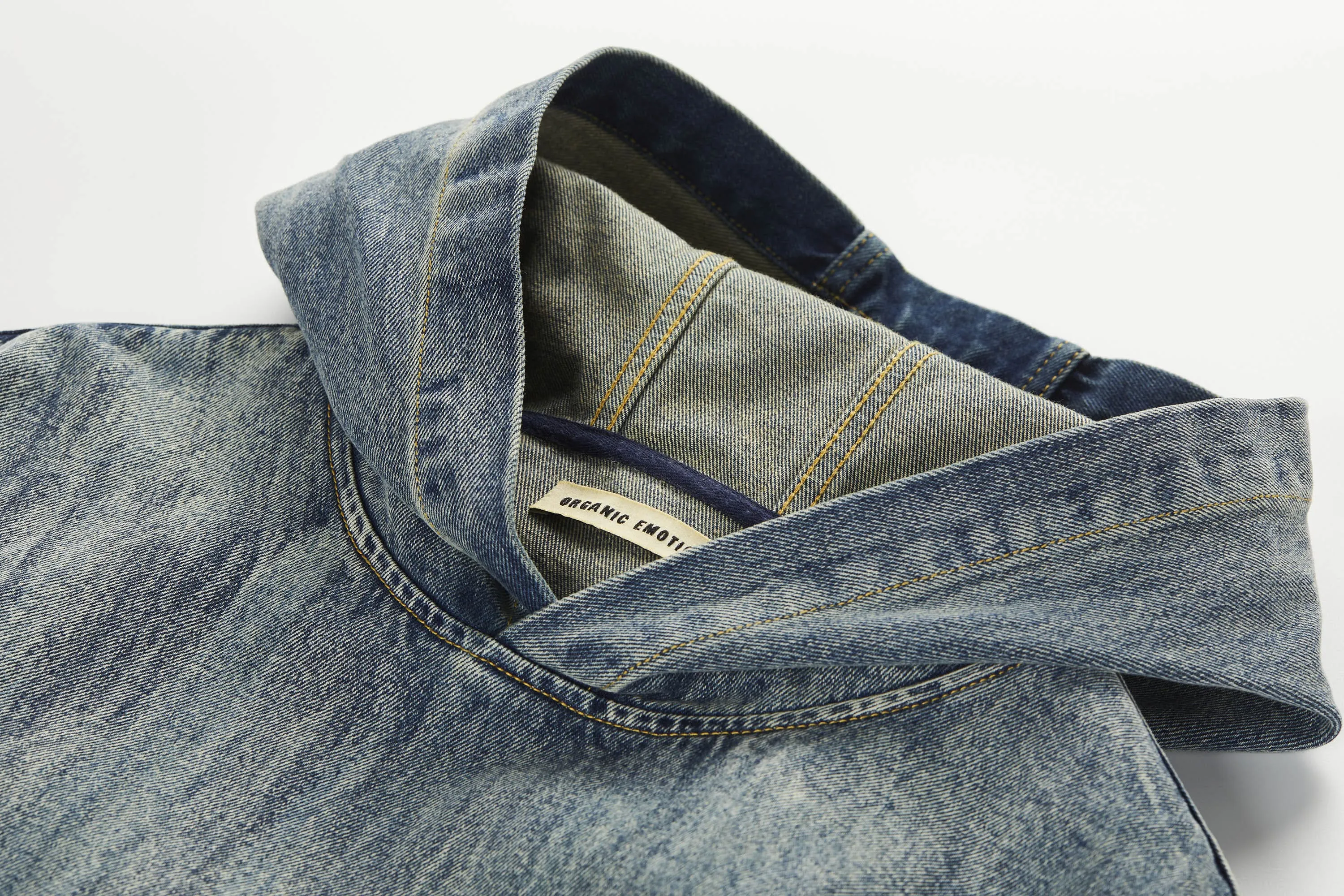 Oversized Denim Hoodie with Front Pocket