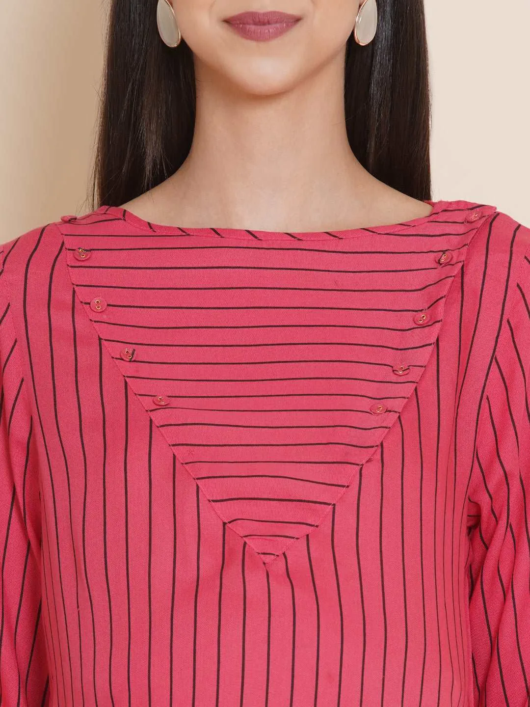 Pink striped Maternity & Nursing Top