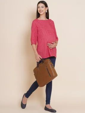 Pink striped Maternity & Nursing Top