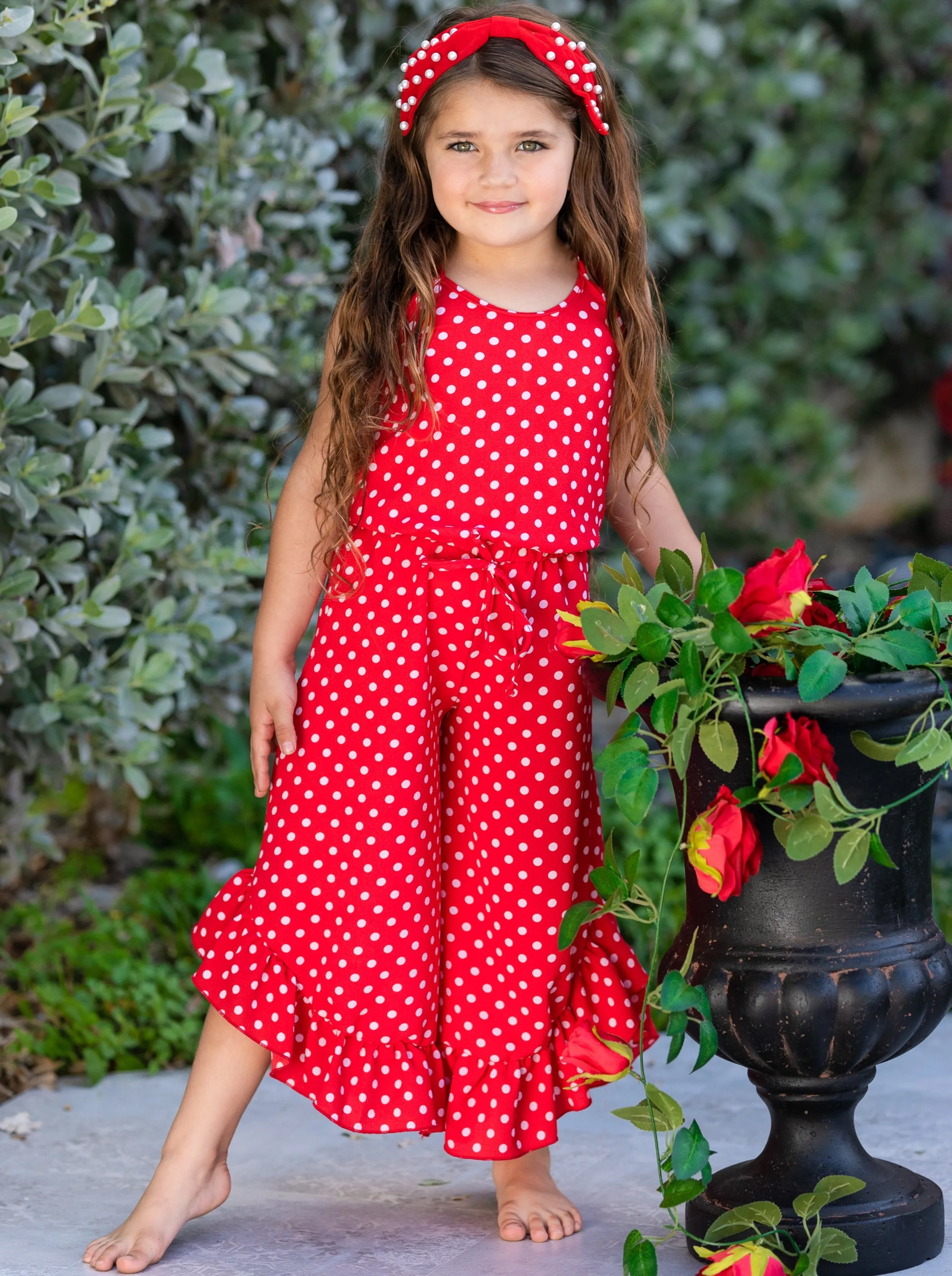 Polka Dot It Ruffle Hem Jumpsuit