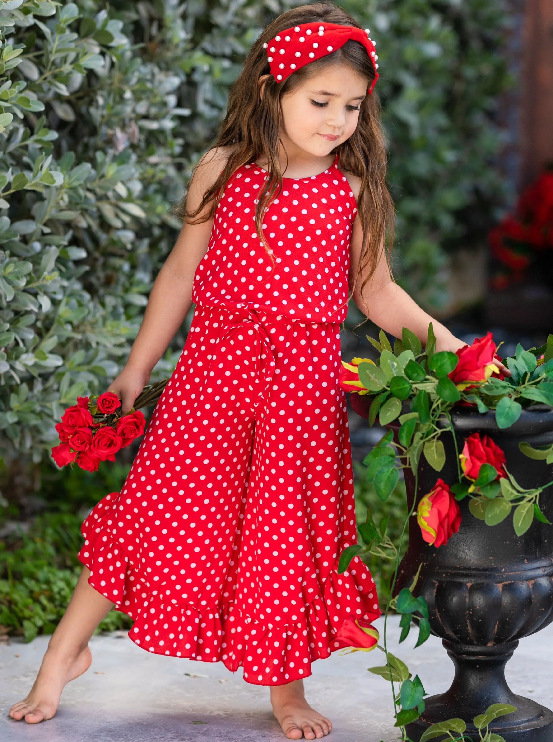 Polka Dot It Ruffle Hem Jumpsuit