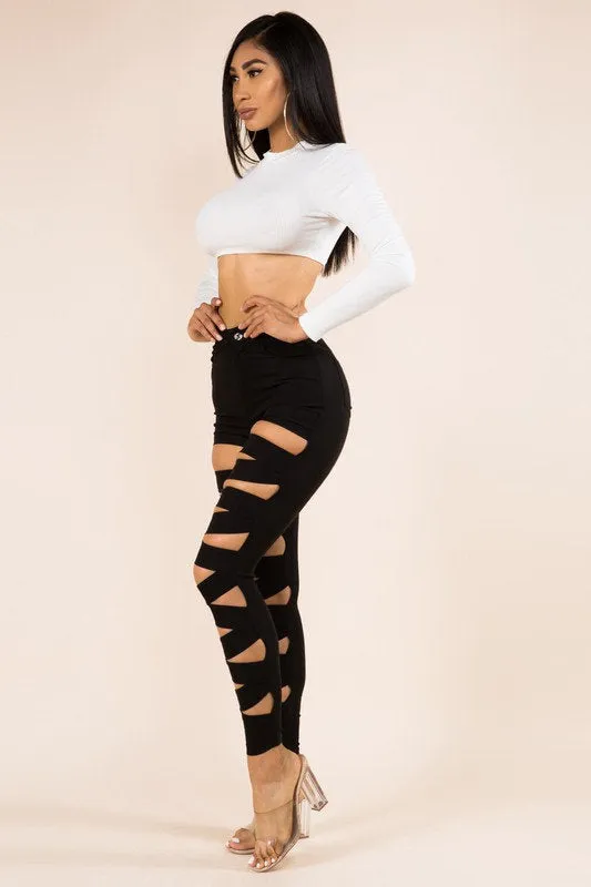 "Lace Me Up" High Waisted Pants