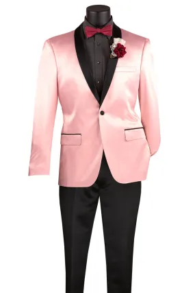 "Stretch Sateen" Pink Tuxedo Jacket (Separates)