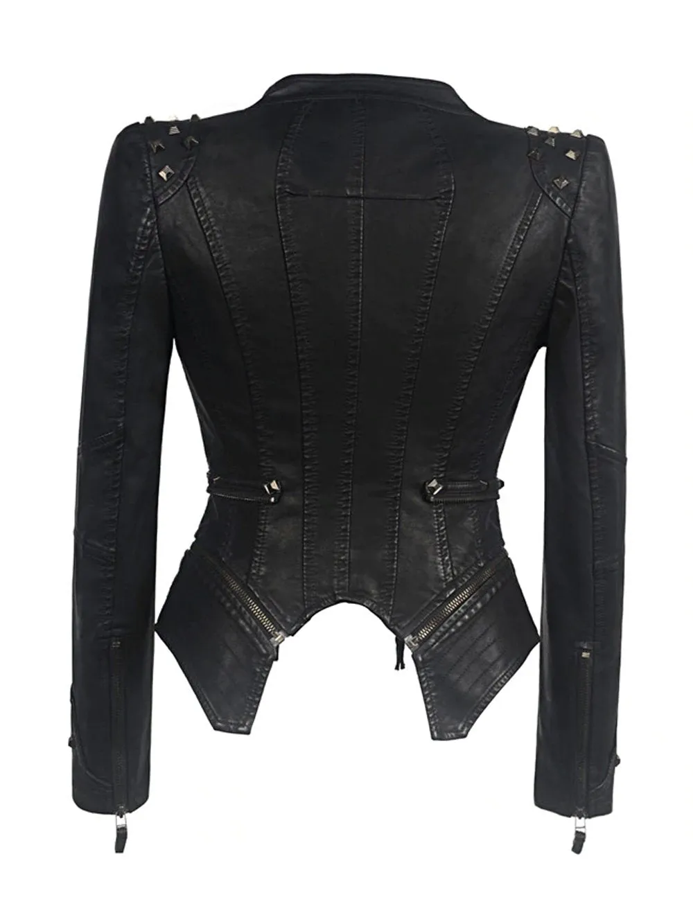 Rivet Zipper Leather Jacket