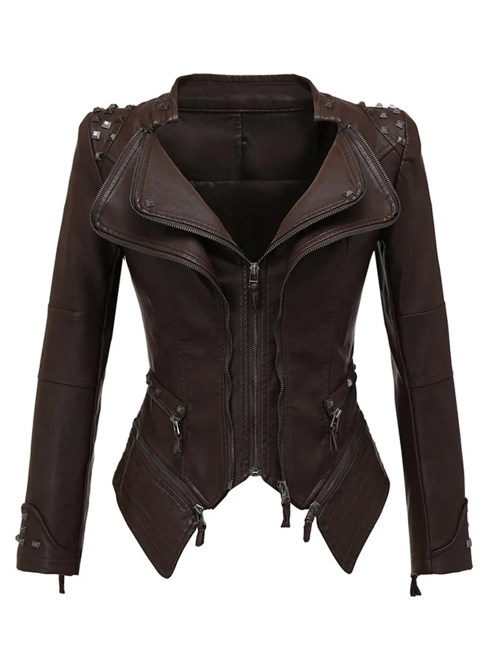 Rivet Zipper Leather Jacket