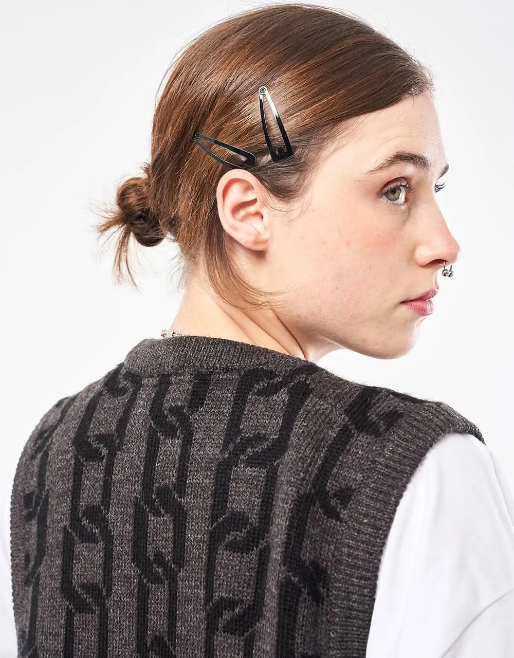 Route One Chains Knitted Vest - Charcoal