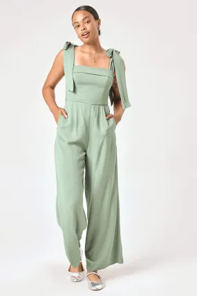 Sage Green Tie Shoulder Jumpsuit