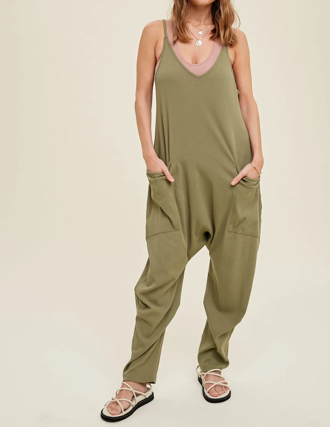 See You Later V-Neck Knit Jumpsuit