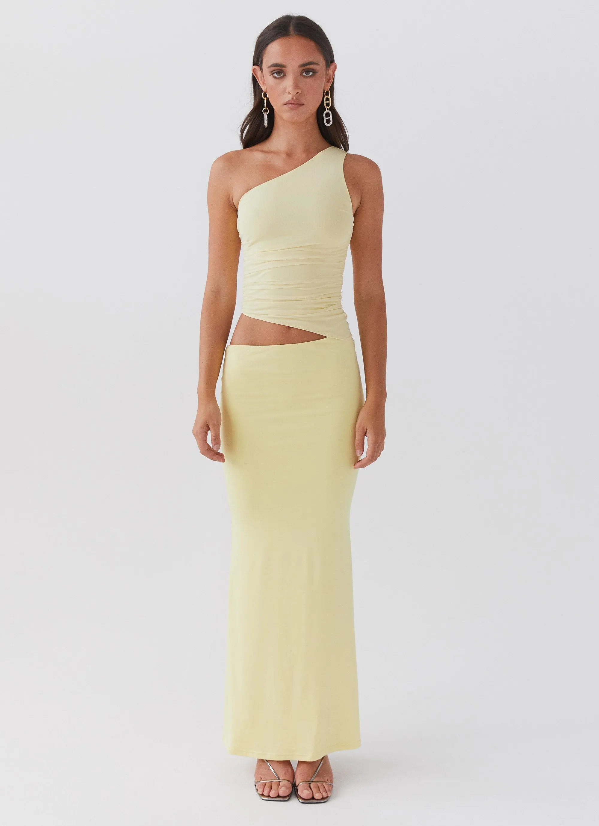 Seranella One Shoulder Maxi Dress - Lemon