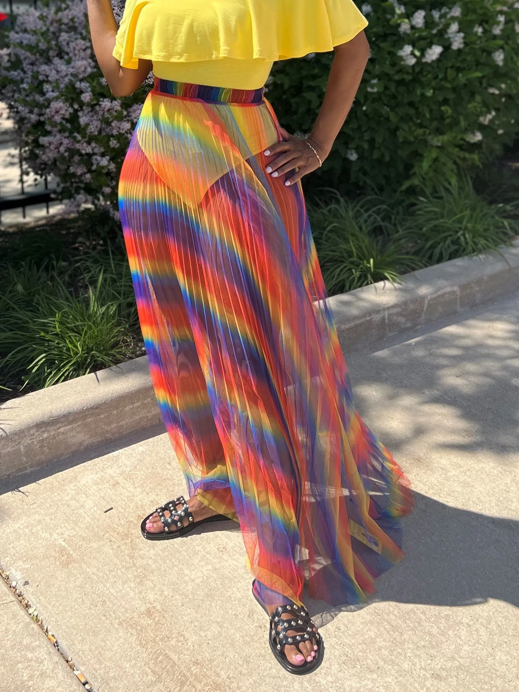 SHEER MAXI SKIRT (RAINBOW)