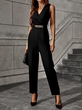 SHEIN Solid Chain Detail Jumpsuit