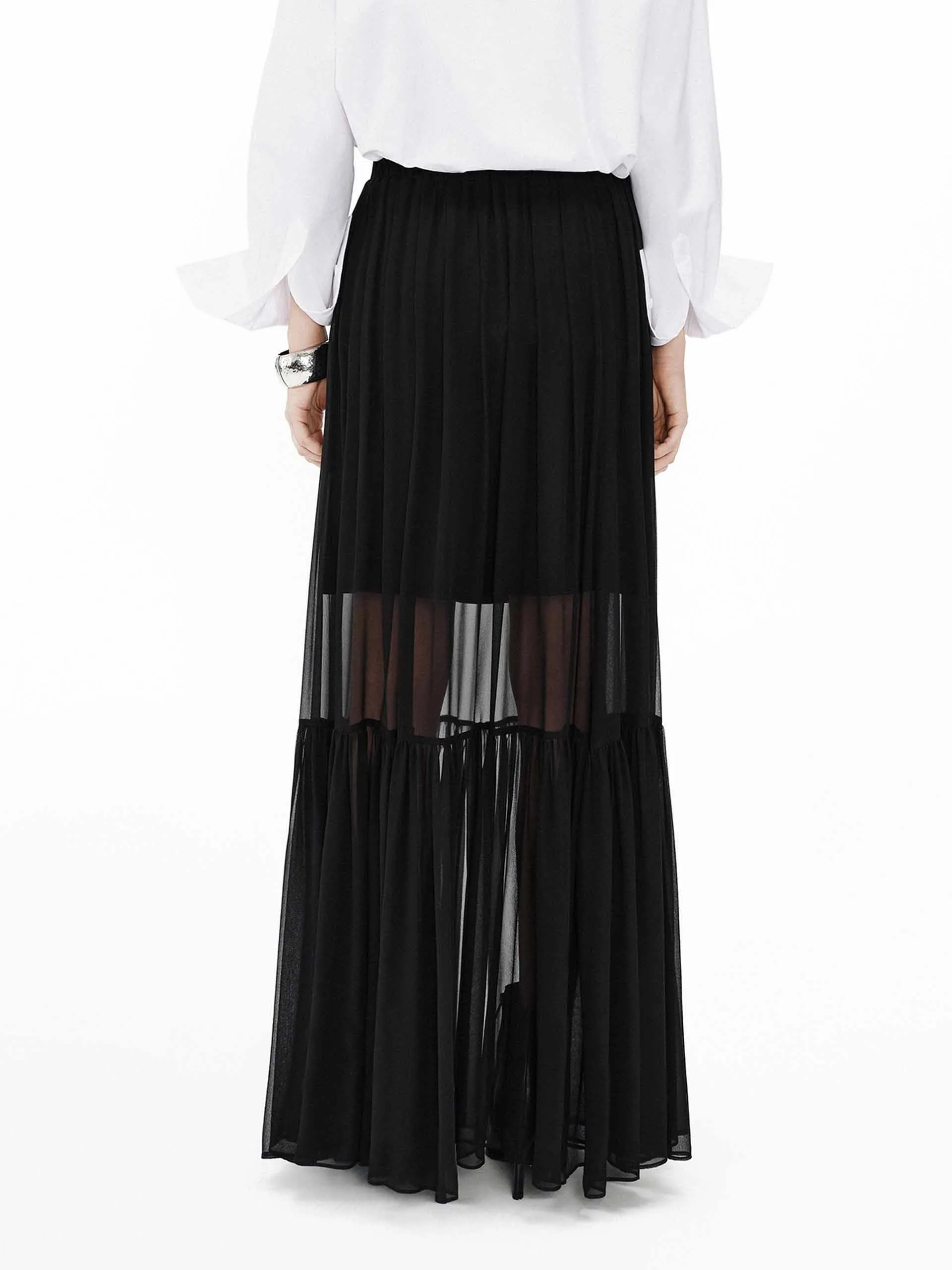 Silk Chiffon Maxi Skirt