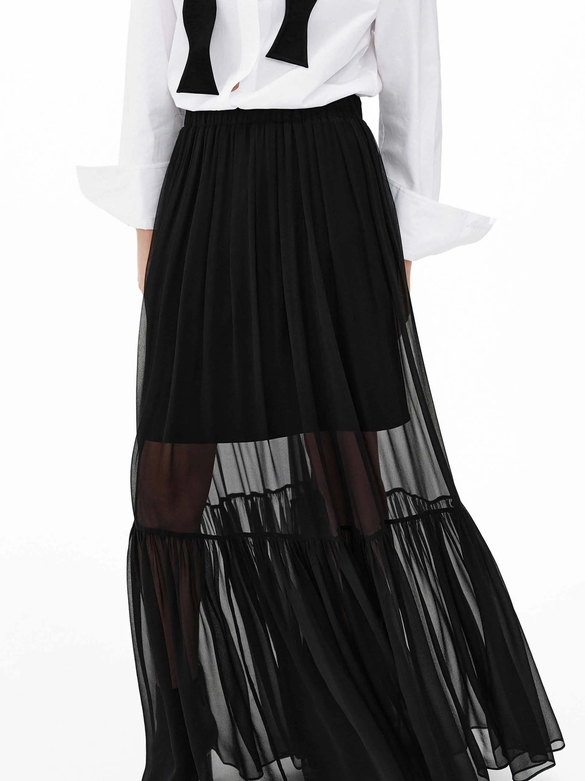 Silk Chiffon Maxi Skirt