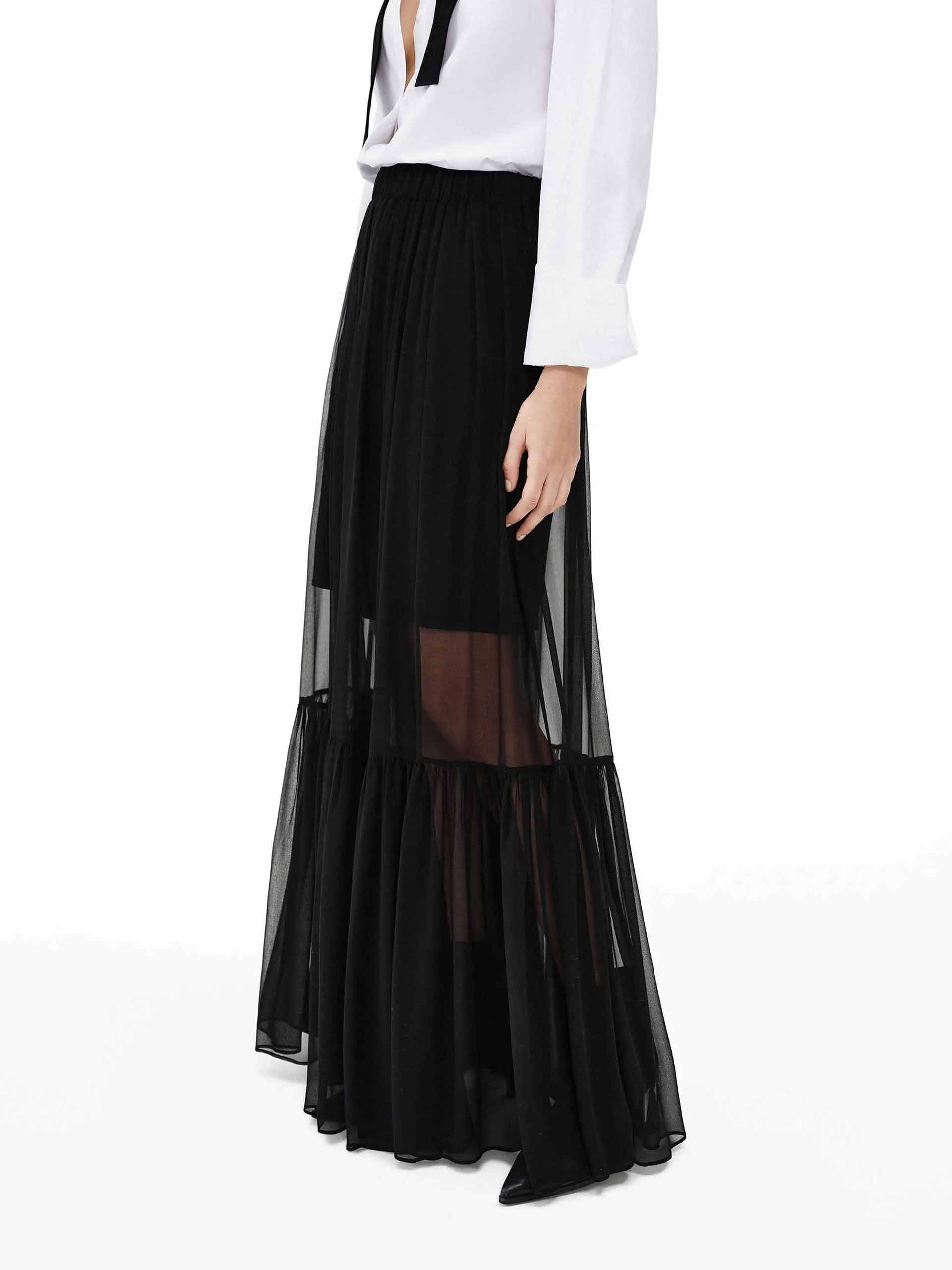 Silk Chiffon Maxi Skirt