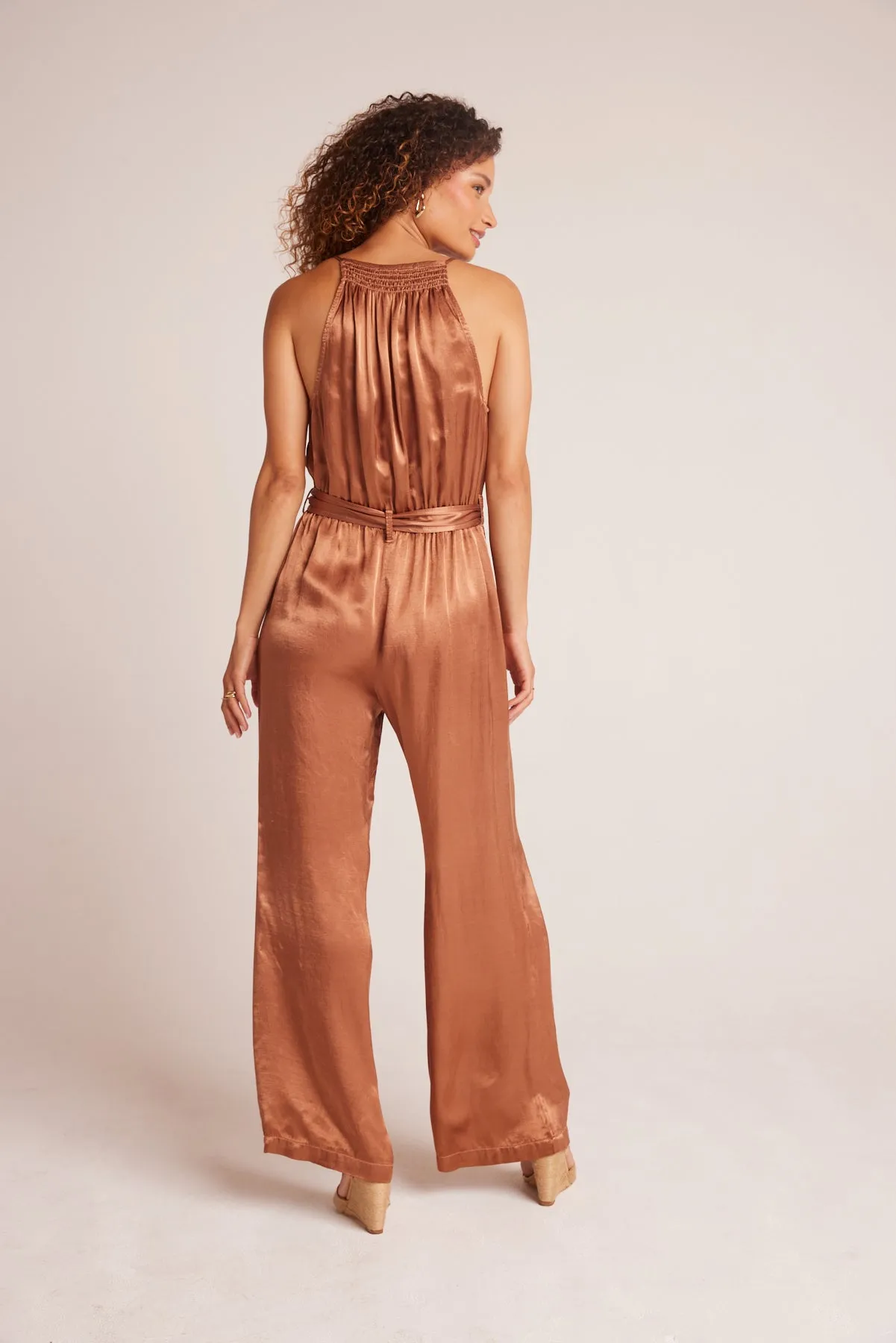 Smocked Halter Neck Jumpsuit - Curacao Coconut