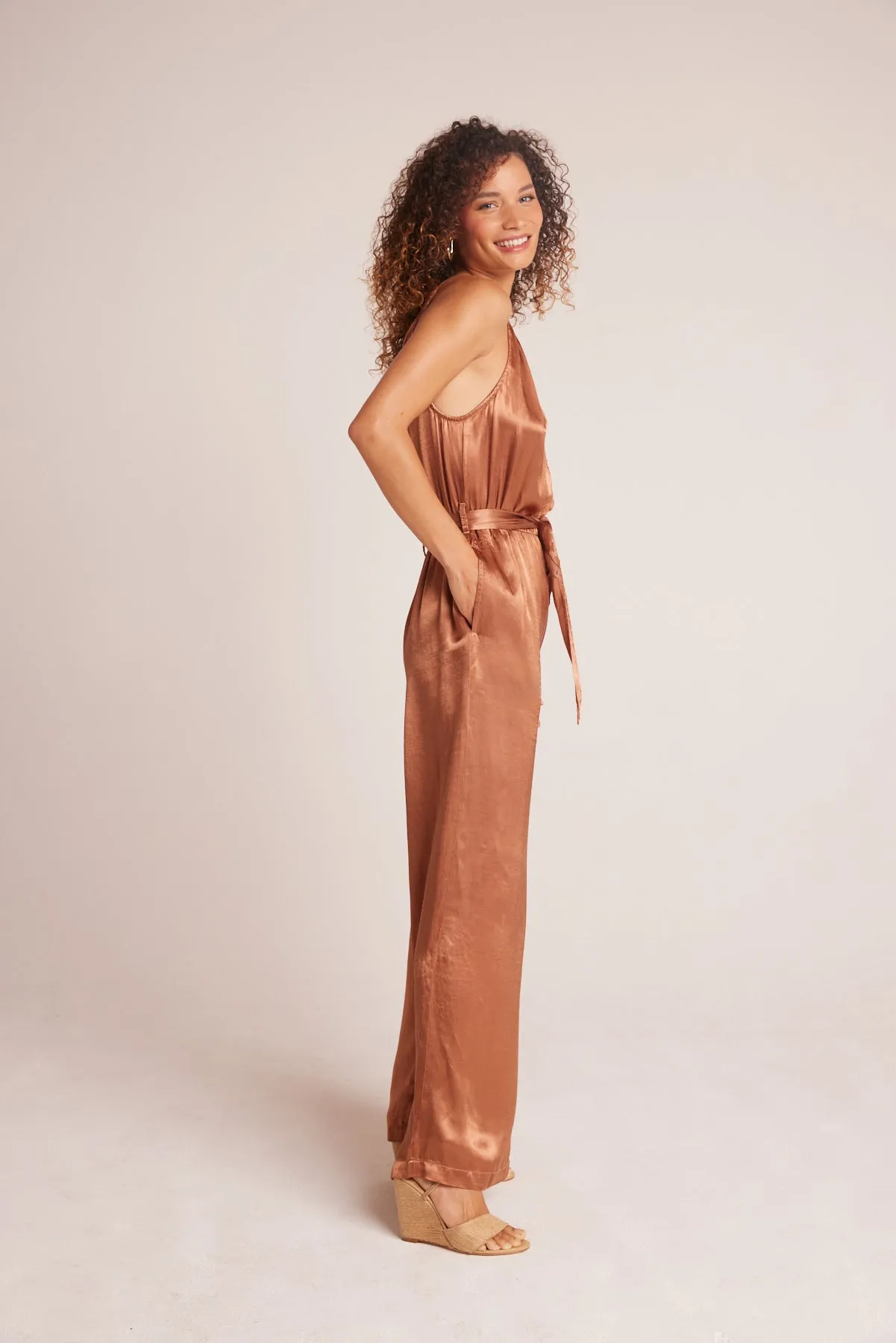 Smocked Halter Neck Jumpsuit - Curacao Coconut