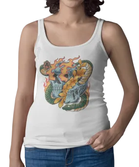 Snake and Skull Tattoo Design Adult Womens Vest Top