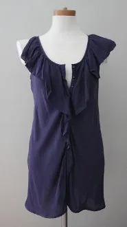 Soft Summer Navy Sleeveless Ruffle Tunic