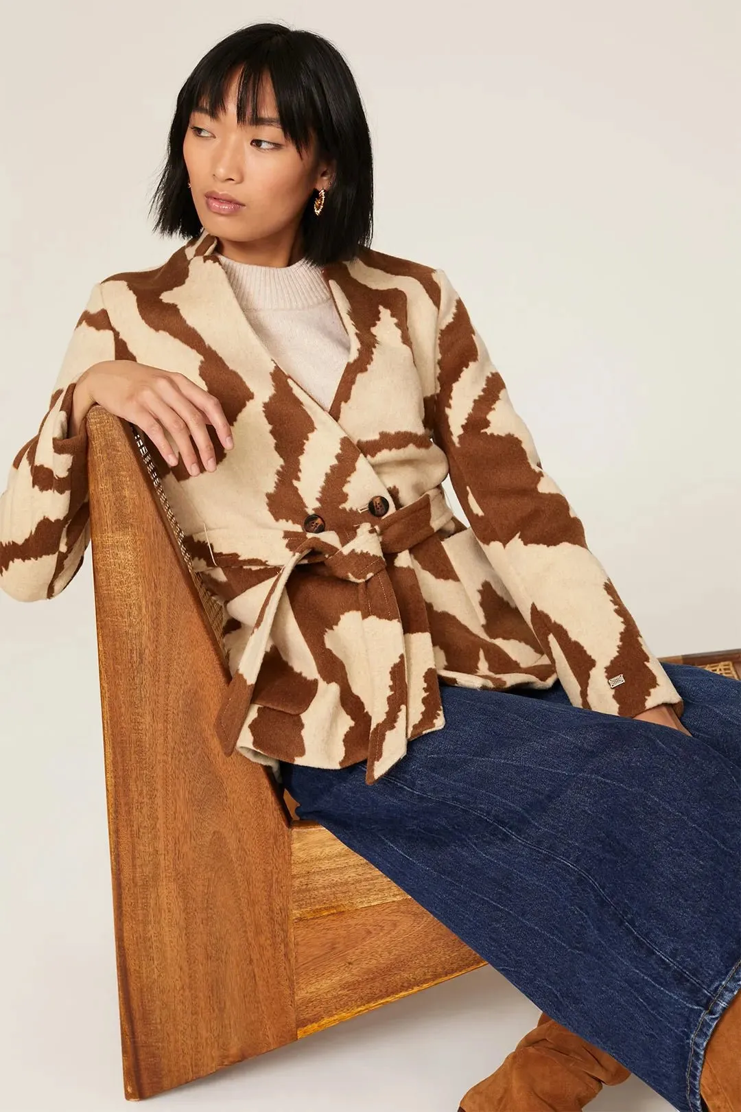 SOIA&KYO AZORA - Animal print wool jacket - FINAL SALE