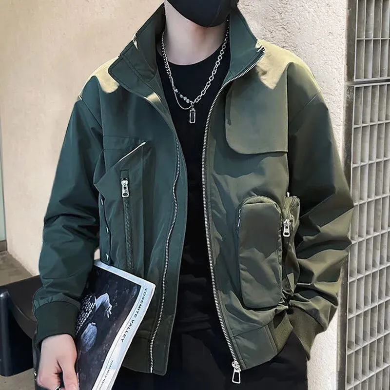 Solid with Pockets Zipper Jacket