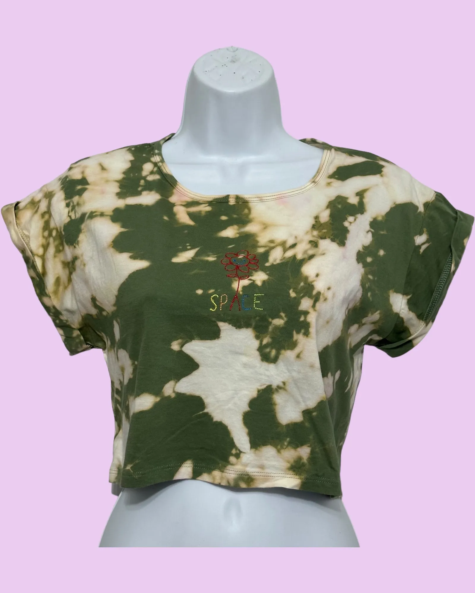 Space tie-dye Crop Top (Ivory/Green)