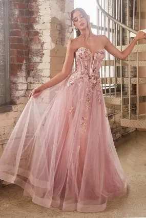 Strapless Layered Tulle Gown CB142