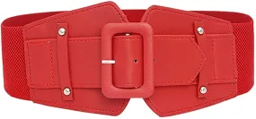 Stretchy Red Wide Waist Belt