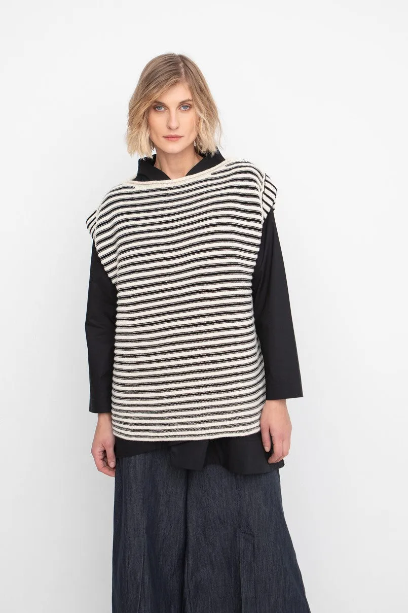 Striped knitted boat neck vest